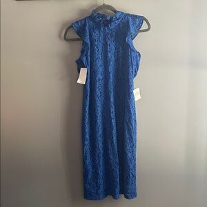 Alexia Admor Blue Sheath Dress with Flutter Sleeves